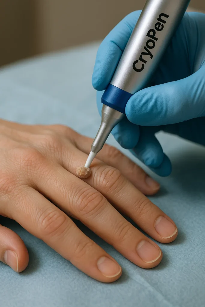 example of cryopen wart removal  Maidstone treatment on a persons finger