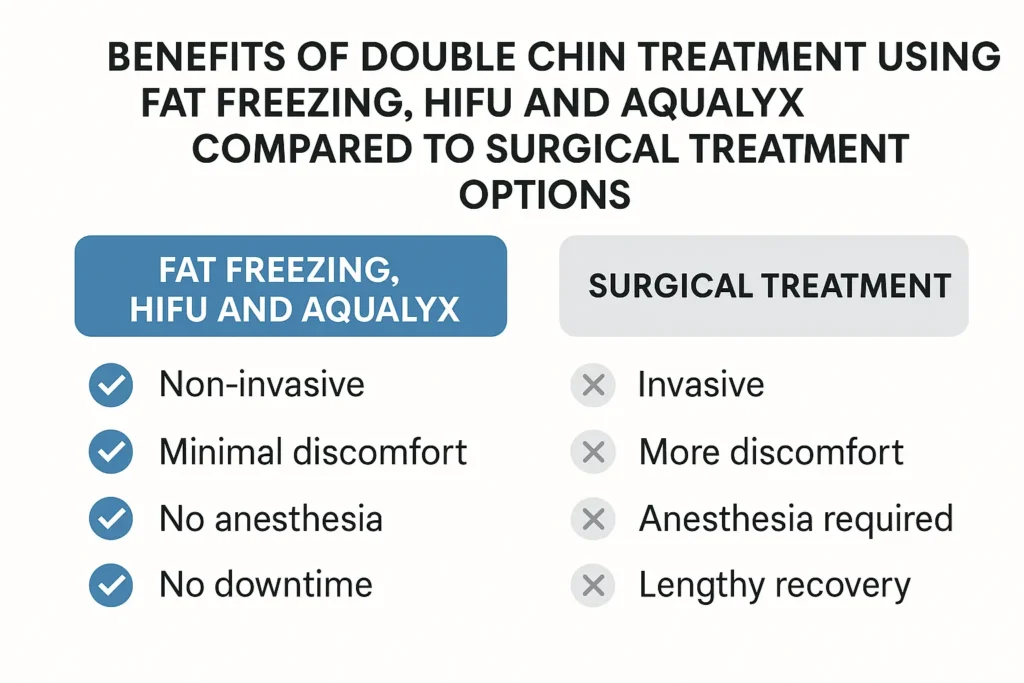 Graphic about the benefits of double chin treatment Maidstone - from LA LIPO
