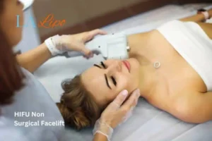Woman having Hi-Fu to reduce wrinkles Maidstone.