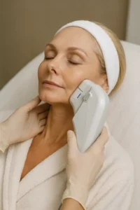 Woman receiving HIFU non surgical facelift treatment  Maidstone
