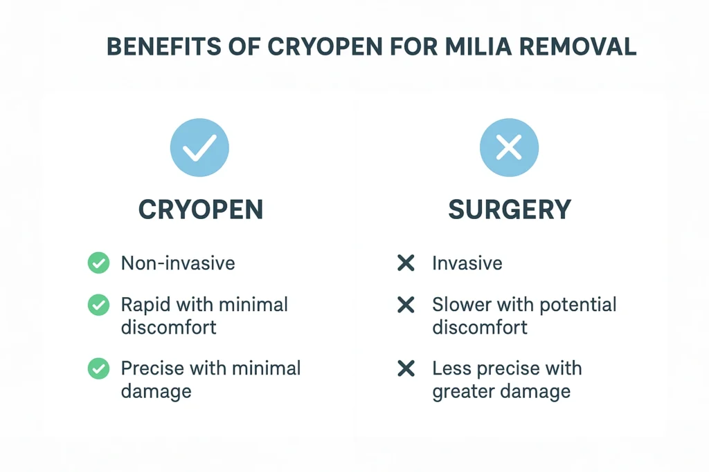 Benefits of cryopen for milia removal  Maidstone compared to surgical treatments.